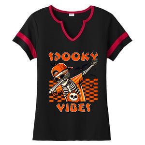 Spooky Squad Dabbing Skeleton Monster Halloween Great Gift Ladies Halftime Notch Neck Tee