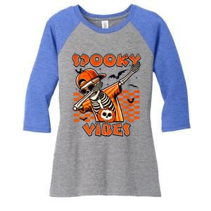 Spooky Squad Dabbing Skeleton Monster Halloween Great Gift Women's Tri-Blend 3/4-Sleeve Raglan Shirt