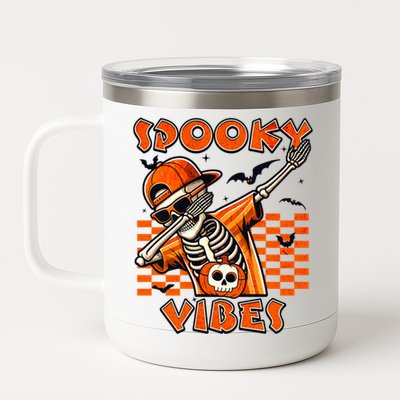 Spooky Squad Dabbing Skeleton Monster Halloween Great Gift 12 oz Stainless Steel Tumbler Cup