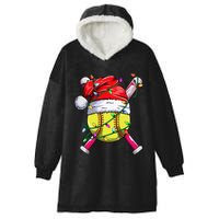 Santa Sports Design Women Christmas Softball Player Hooded Wearable Blanket