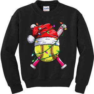 Santa Sports Design Women Christmas Softball Player Kids Sweatshirt