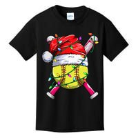 Santa Sports Design Women Christmas Softball Player Kids T-Shirt