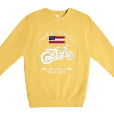 Sturgis South Dakota Bike Rally 2024 Trump Motorcycle Trike Premium Crewneck Sweatshirt