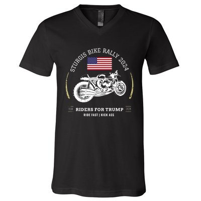 Sturgis South Dakota Bike Rally 2024 Trump Motorcycle Trike V-Neck T-Shirt