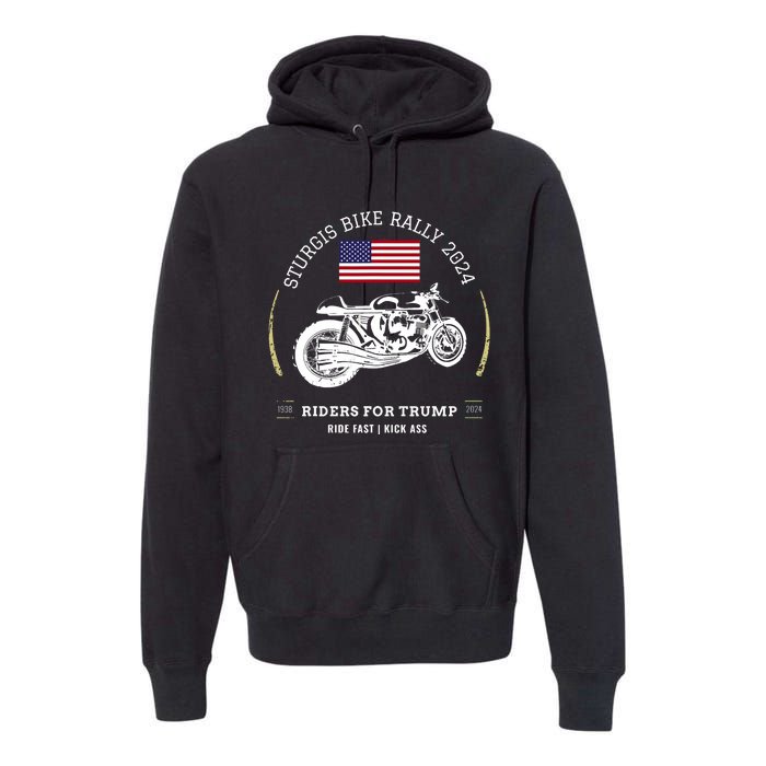 Sturgis South Dakota Bike Rally 2024 Trump Motorcycle Trike Premium Hoodie