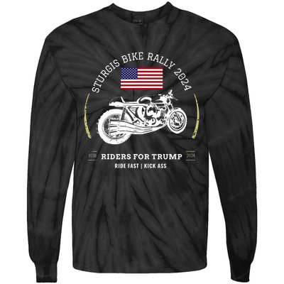 Sturgis South Dakota Bike Rally 2024 Trump Motorcycle Trike Tie-Dye Long Sleeve Shirt