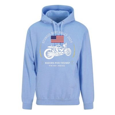 Sturgis South Dakota Bike Rally 2024 Trump Motorcycle Trike Unisex Surf Hoodie