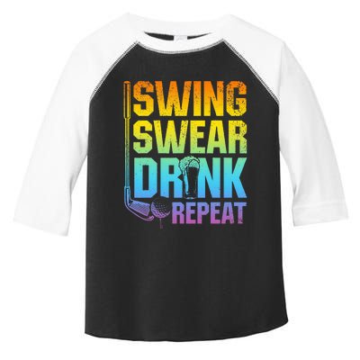 Swing Swear Drink Repeat Funny Golf Saying Toddler Fine Jersey T-Shirt