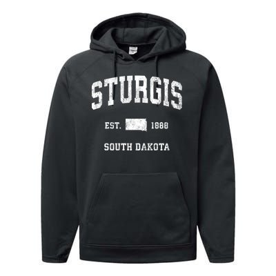 Sturgis South Dakota Sd Vintage Athletic Sports Performance Fleece Hoodie