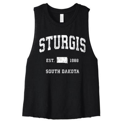 Sturgis South Dakota Sd Vintage Athletic Sports Women's Racerback Cropped Tank