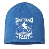 Skiing Ski Dad Is Going Downhill Fast Skiers Gift Sustainable Beanie