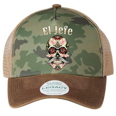 Sugar Skull Dia De Los Muertos El Jefe Design Legacy Tie Dye Trucker Hat