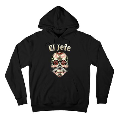 Sugar Skull Dia De Los Muertos El Jefe Design Hoodie