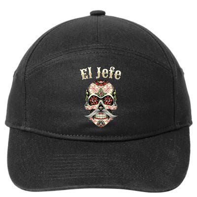 Sugar Skull Dia De Los Muertos El Jefe Design 7-Panel Snapback Hat