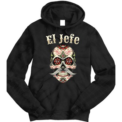 Sugar Skull Dia De Los Muertos El Jefe Design Tie Dye Hoodie