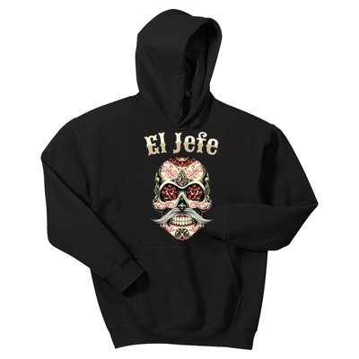 Sugar Skull Dia De Los Muertos El Jefe Design Kids Hoodie