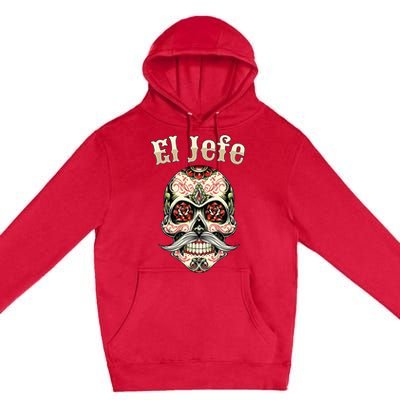 Sugar Skull Dia De Los Muertos El Jefe Design Premium Pullover Hoodie