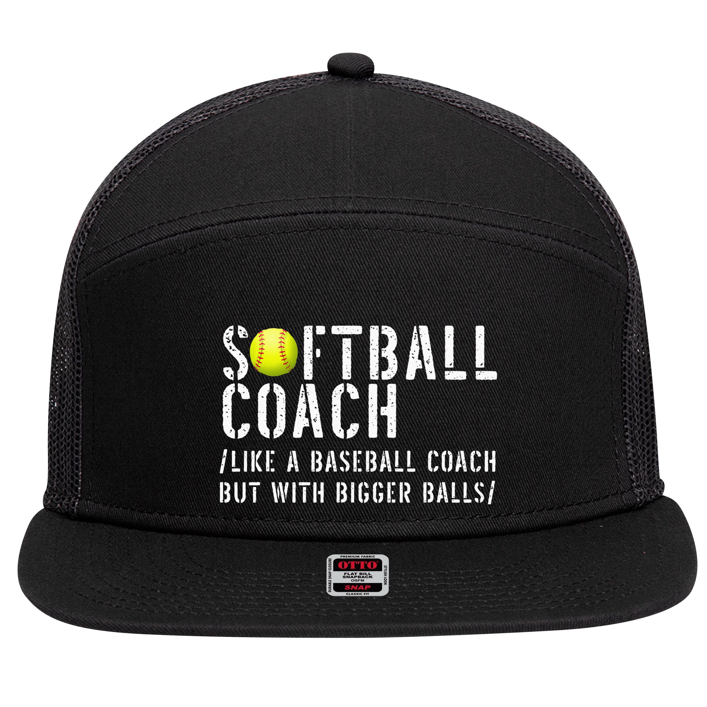 Softball Softball Dad Softball Coach 7 Panel Mesh Trucker Snapback Hat