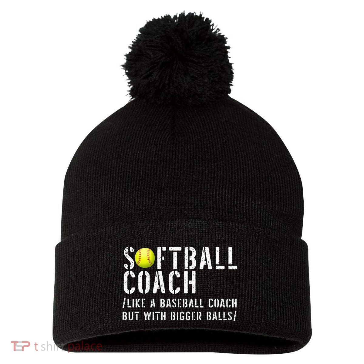 Softball Softball Dad Softball Coach Pom Pom 12in Knit Beanie