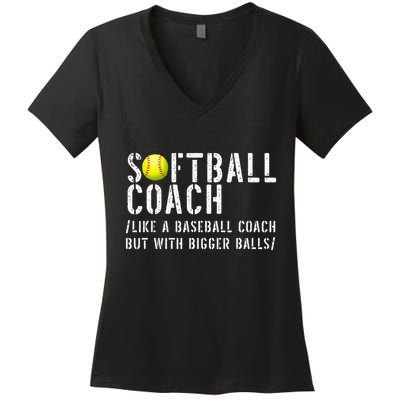 Softball Softball Dad Softball Coach Women's V-Neck T-Shirt