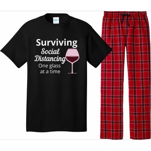 Surviving Social Distancing One Glass At A Time Funny Wine Cool Gift Pajama Set