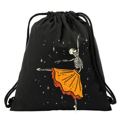 Spooky Skeleton Dance Costume for Halloween Drawstring Bag