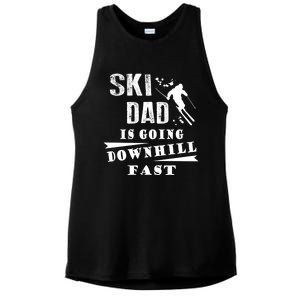 Skiing Ski Dad Is Going Downhill Fast Skiers Cute Gift Ladies PosiCharge Tri-Blend Wicking Tank