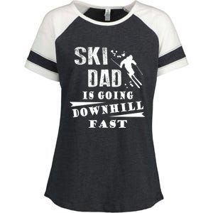 Skiing Ski Dad Is Going Downhill Fast Skiers Cute Gift Enza Ladies Jersey Colorblock Tee