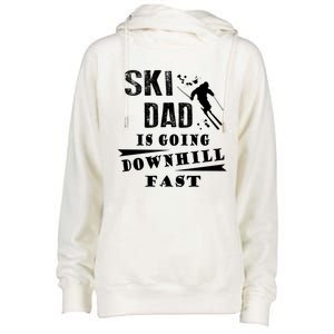 Skiing Ski Dad Is Going Downhill Fast Skiers Cute Gift Womens Funnel Neck Pullover Hood