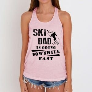 Skiing Ski Dad Is Going Downhill Fast Skiers Cute Gift Women's Knotted Racerback Tank