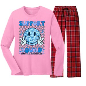 Support Squad Diabetes Awareness Women's Long Sleeve Flannel Pajama Set 