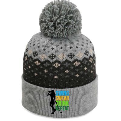 Swing Swear Drink Repeat Love Golf The Baniff Cuffed Pom Beanie