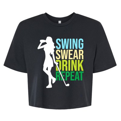 Swing Swear Drink Repeat Love Golf Bella+Canvas Jersey Crop Tee