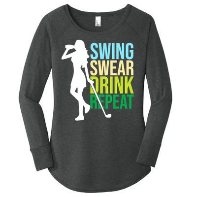 Swing Swear Drink Repeat Love Golf Women's Perfect Tri Tunic Long Sleeve Shirt