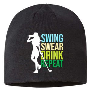 Swing Swear Drink Repeat Love Golf Sustainable Beanie