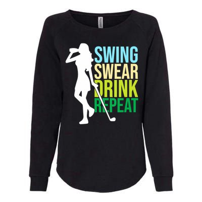 Swing Swear Drink Repeat Love Golf Womens California Wash Sweatshirt