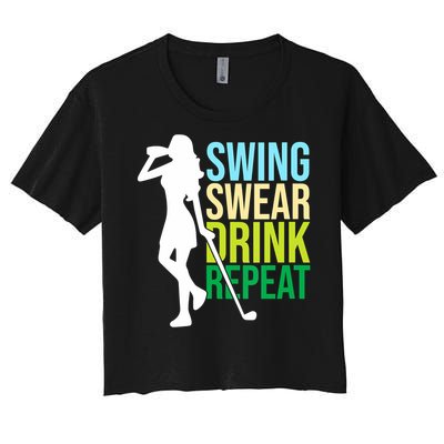 Swing Swear Drink Repeat Love Golf Women's Crop Top Tee