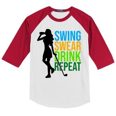 Swing Swear Drink Repeat Love Golf Kids Colorblock Raglan Jersey