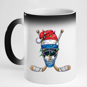 Santa Sports Design Christmas Hockey Player Gift 11oz Black Color Changing Mug