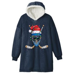 Santa Sports Design Christmas Hockey Player Gift Hooded Wearable Blanket