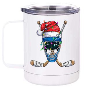 Santa Sports Design Christmas Hockey Player Gift 12 oz Stainless Steel Tumbler Cup