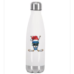 Santa Sports Design Christmas Hockey Player Gift Stainless Steel Insulated Water Bottle