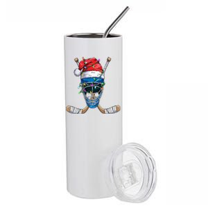 Santa Sports Design Christmas Hockey Player Gift Stainless Steel Tumbler