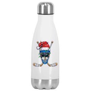 Santa Sports Design Christmas Hockey Player Gift Stainless Steel Insulated Water Bottle