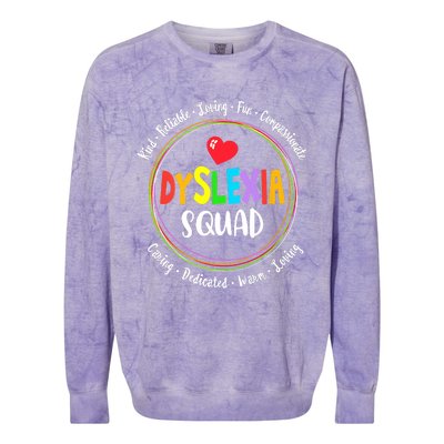 School Support Dyslexia Squad Awareness Month Teacher Colorblast Crewneck Sweatshirt