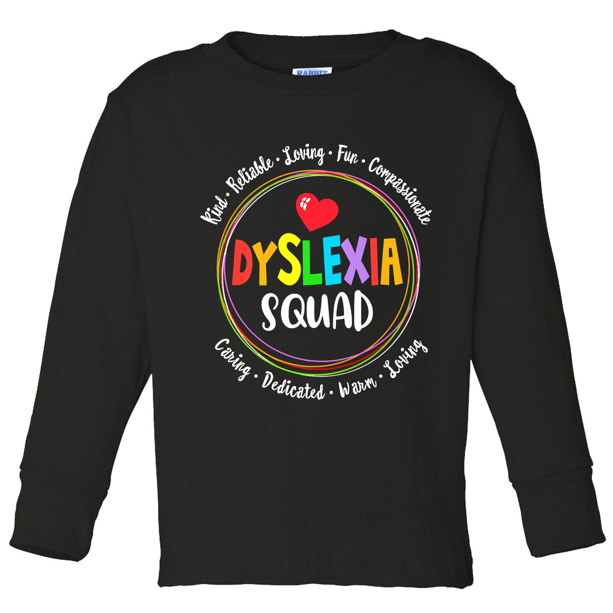 School Support Dyslexia Squad Awareness Month Teacher Toddler Long Sleeve Shirt