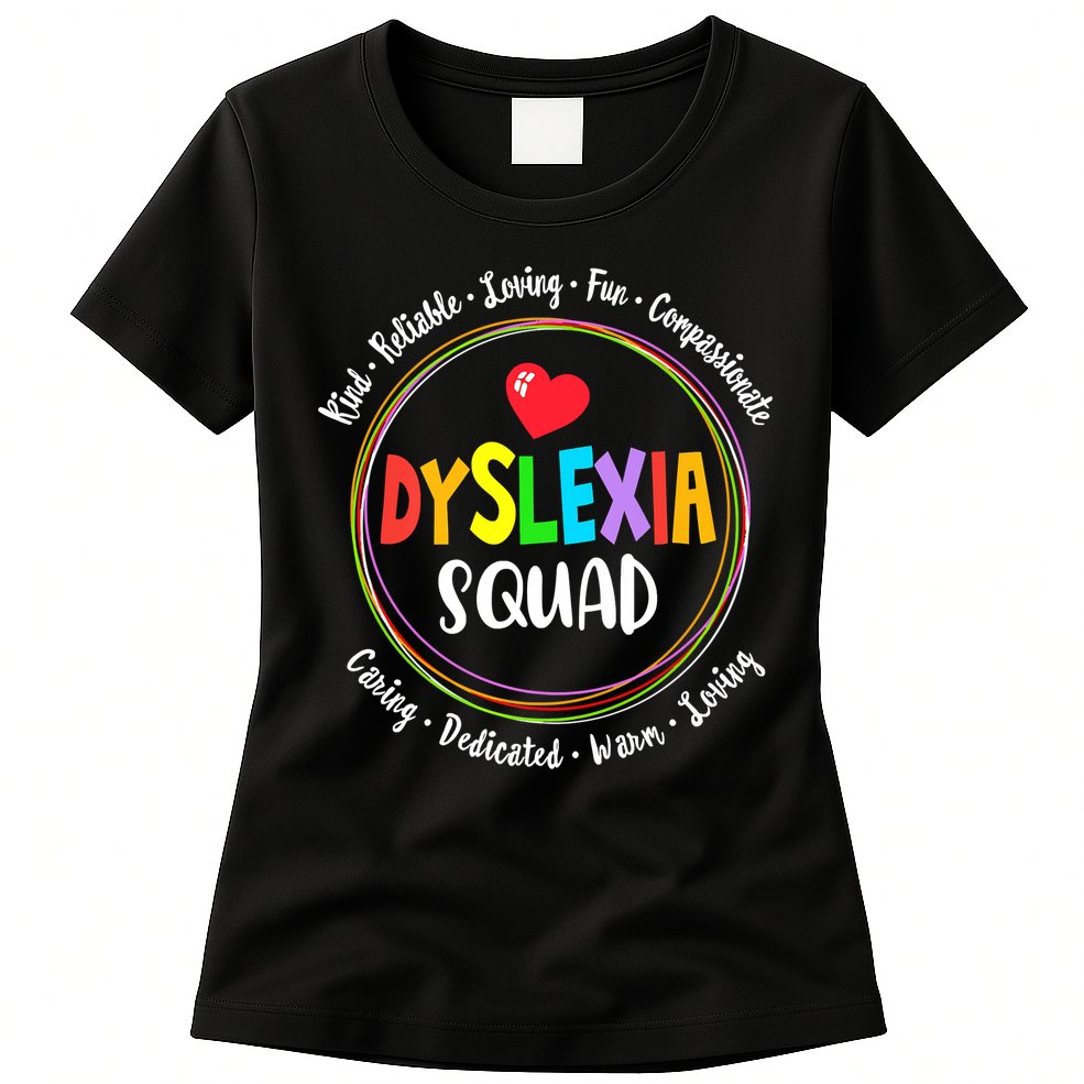 School Support Dyslexia Squad Awareness Month Teacher Womens T-Shirt
