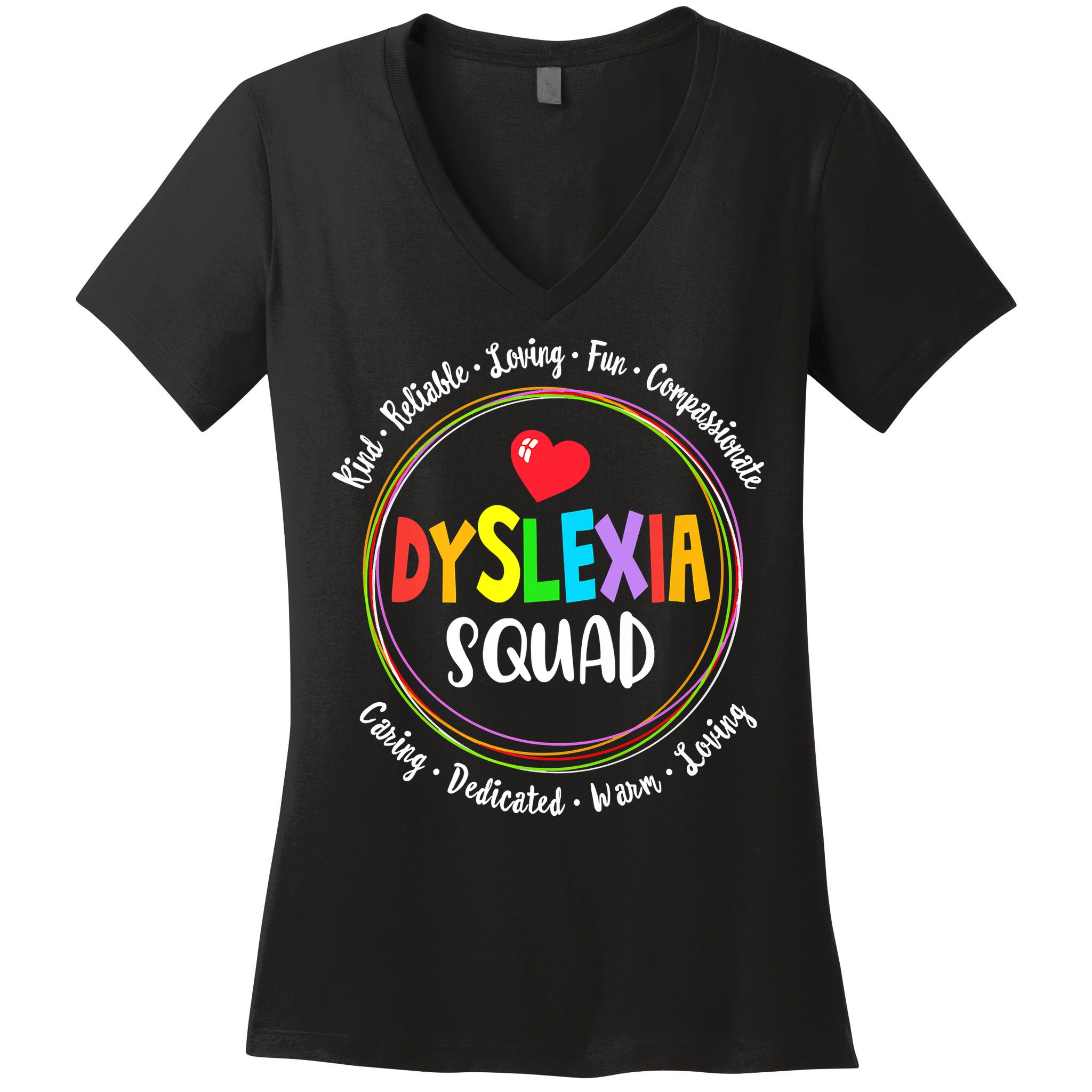 School Support Dyslexia Squad Awareness Month Teacher Women's V-Neck T-Shirt