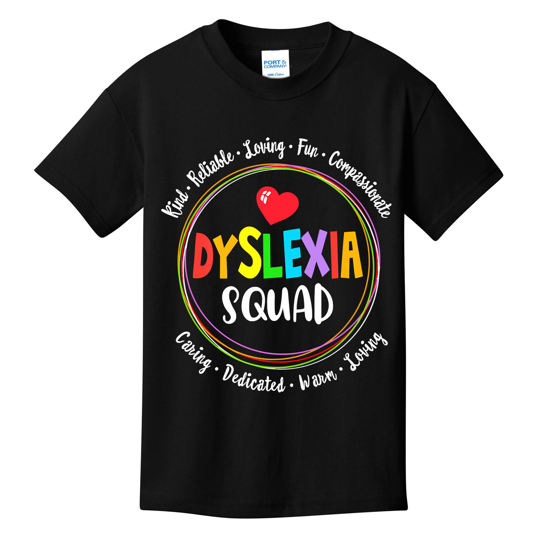 School Support Dyslexia Squad Awareness Month Teacher Kids T-Shirt
