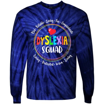 School Support Dyslexia Squad Awareness Month Teacher Tie-Dye Long Sleeve Shirt